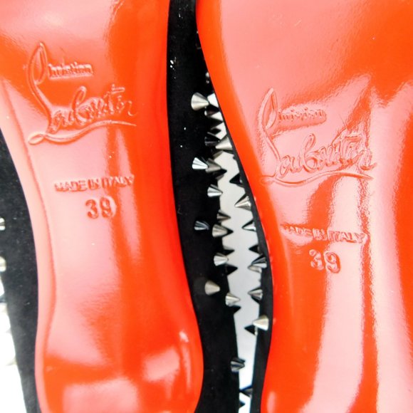 CHRISTIAN LOUBOUTIN Black Spike Suede Leather Heel Pumps 39 - Picture 9 of 10